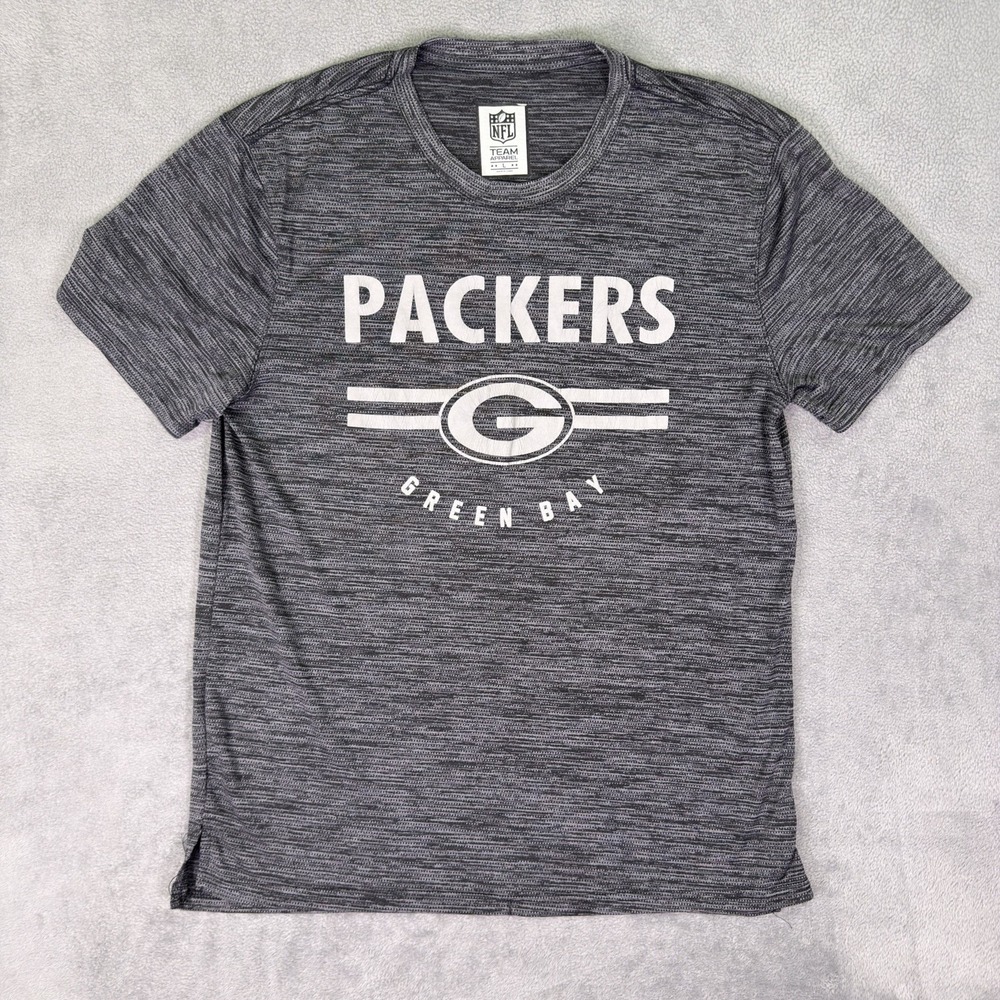 Green Bay Packers Shirt Mens Large Gray Heathered NFL Casual Crew Neck